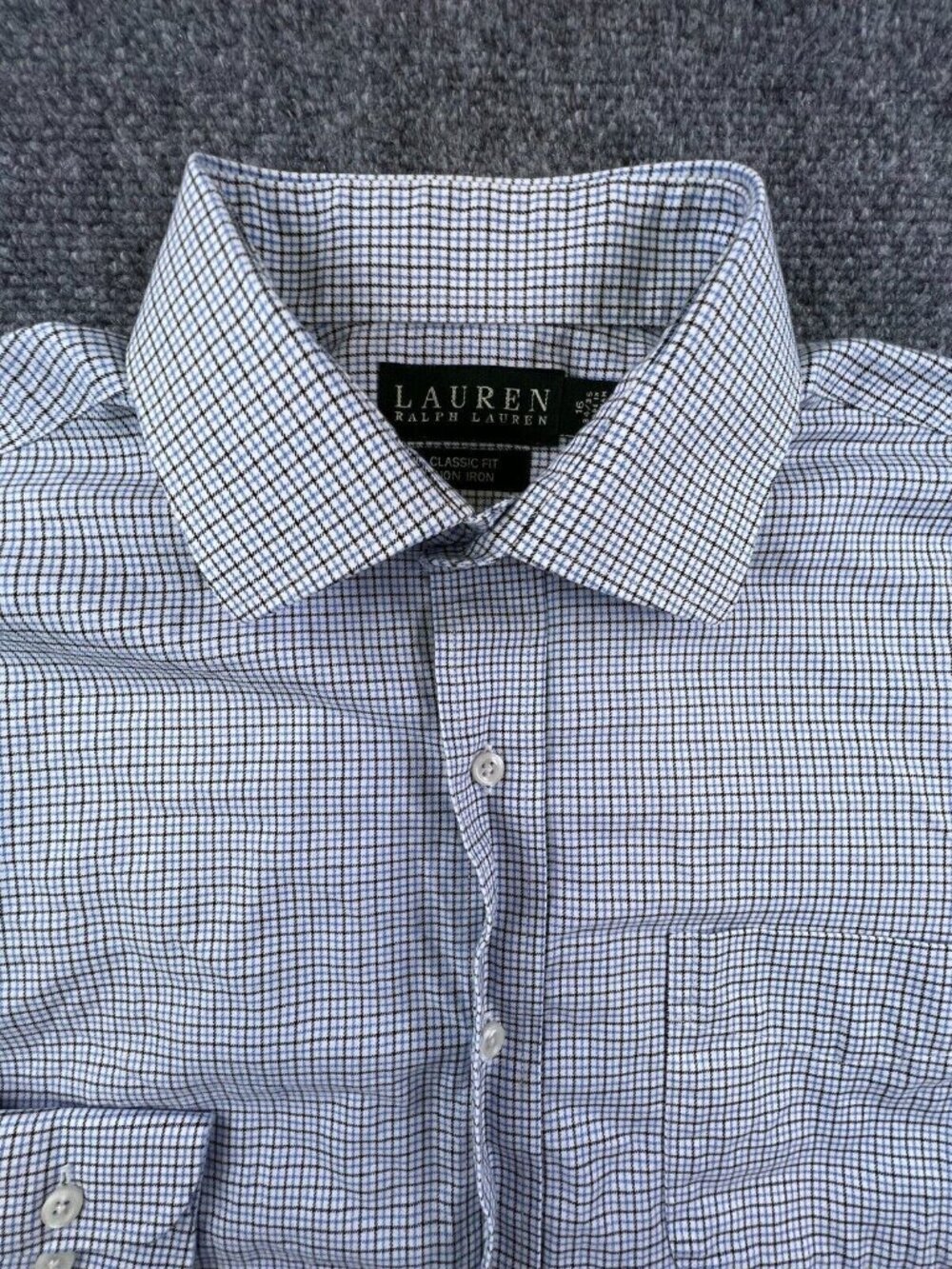 Lauren Ralph Lauren Button Up Shirt Size 16 34/35 Blue White Black Check